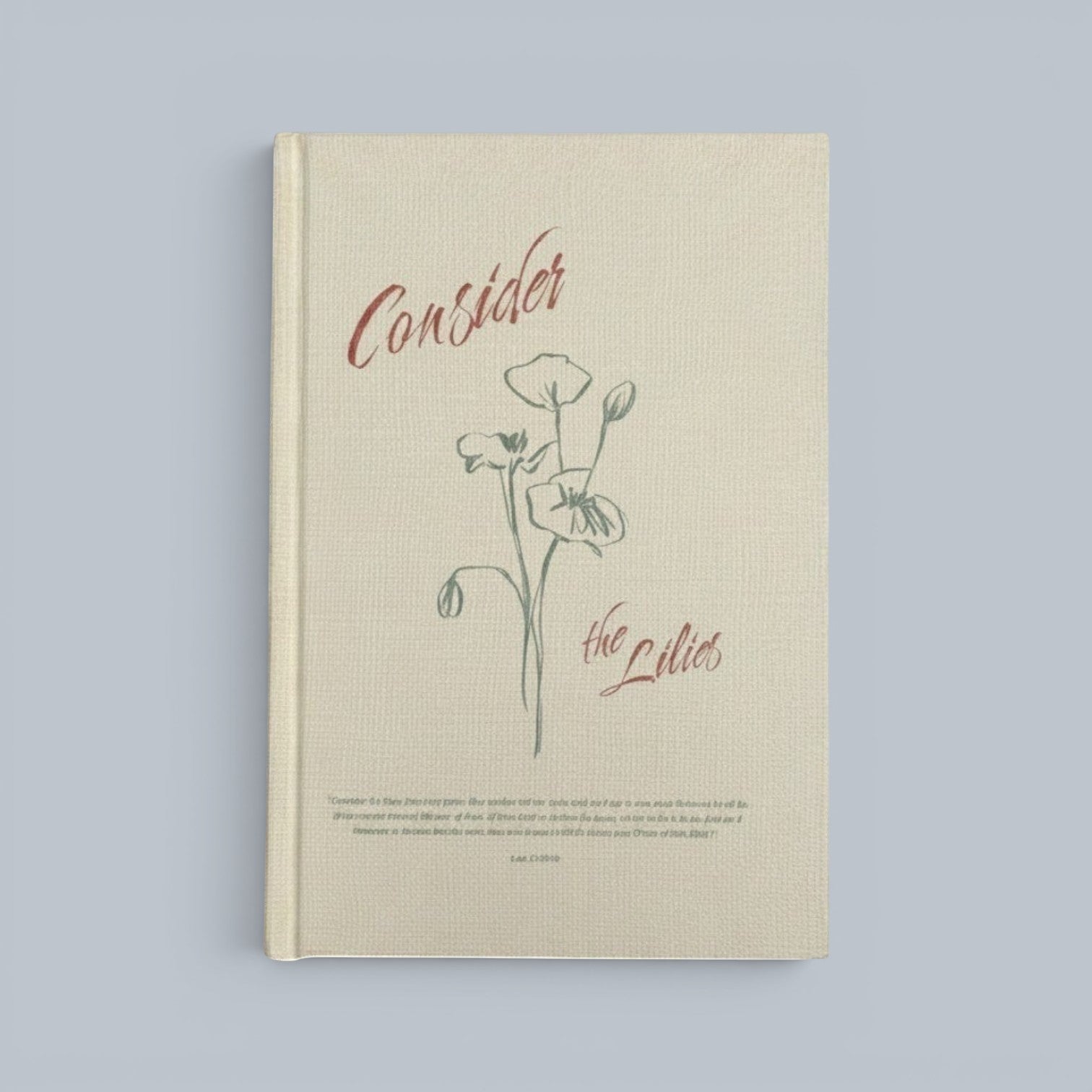 Shalom Living Consider the Lilies lined journal book with fabric-covered hardcover and floral illustration.